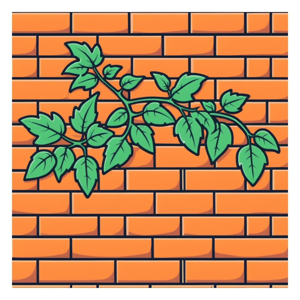old brick wall with ivy vines and leaves sticker