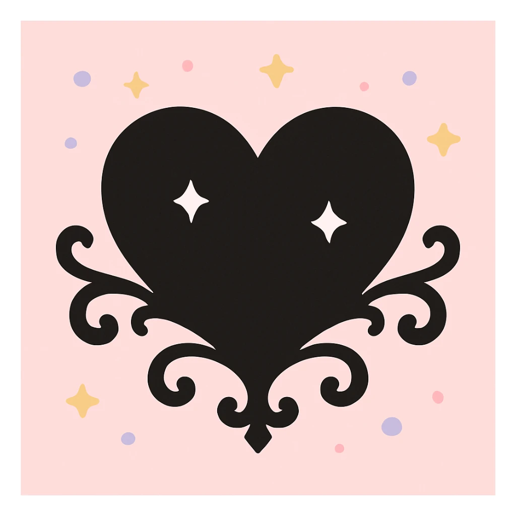 black gothic heart, ornate, dark, elegant sticker