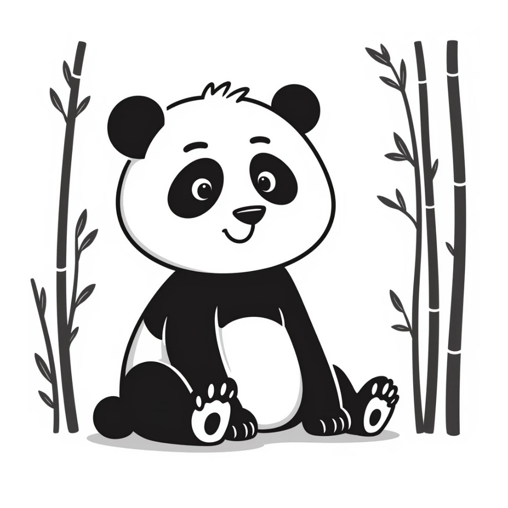 A lovely panda sitting in a bamboo forest sticker