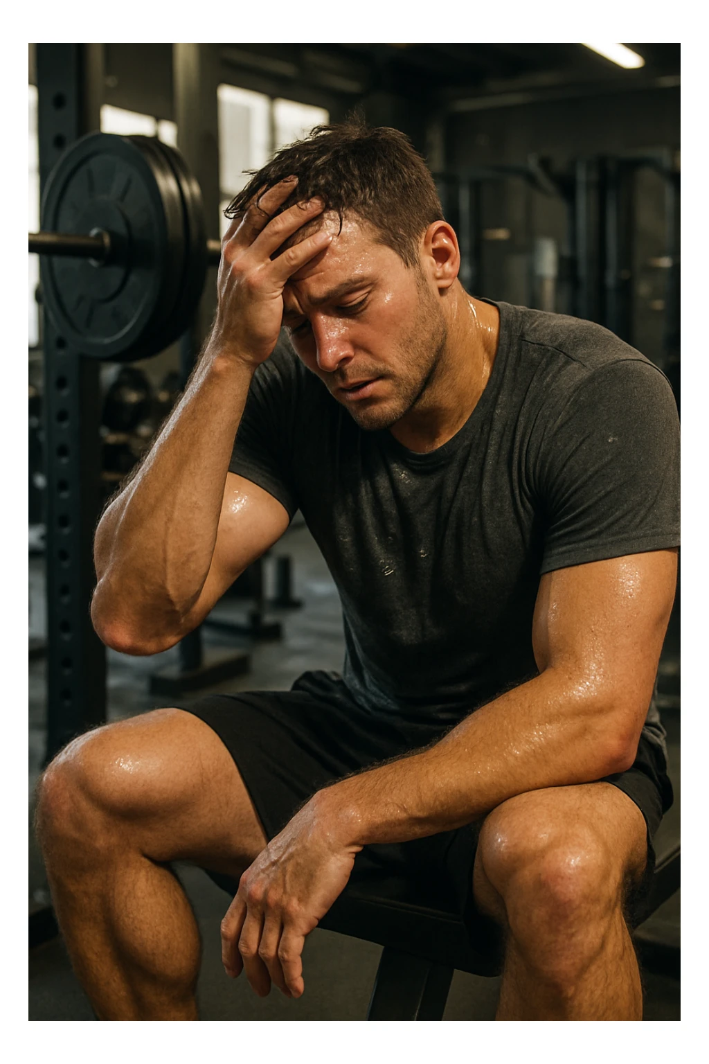 uomo in overreaching in palestra per il troppo volume di allenamento sticker