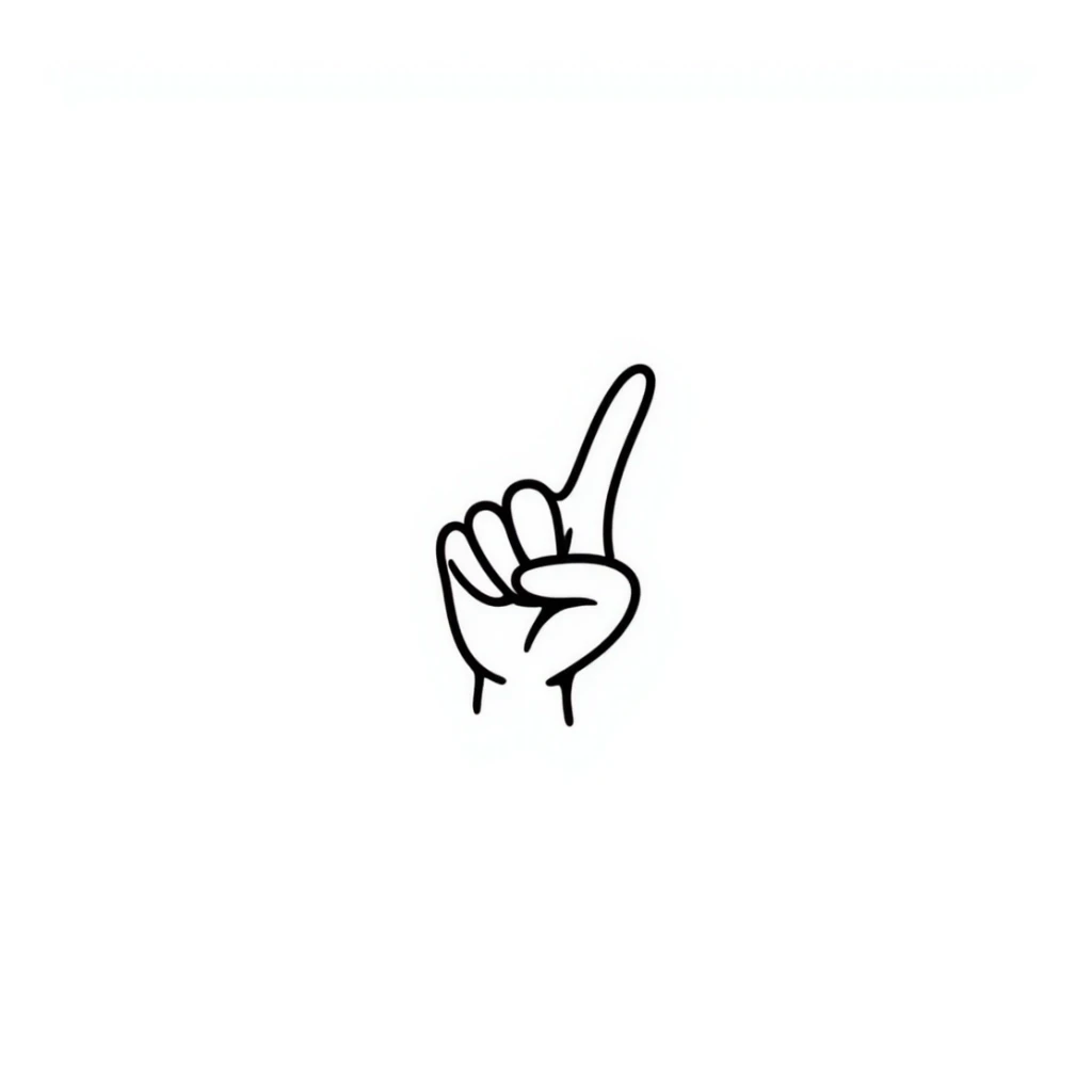 open hand with thumb holding down the ring finger, hand drawn doodle style sticker