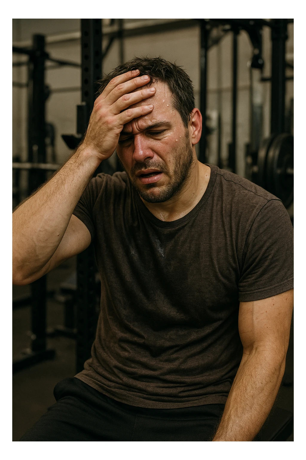 uomo in overreaching in palestra per il troppo volume di allenamento sticker