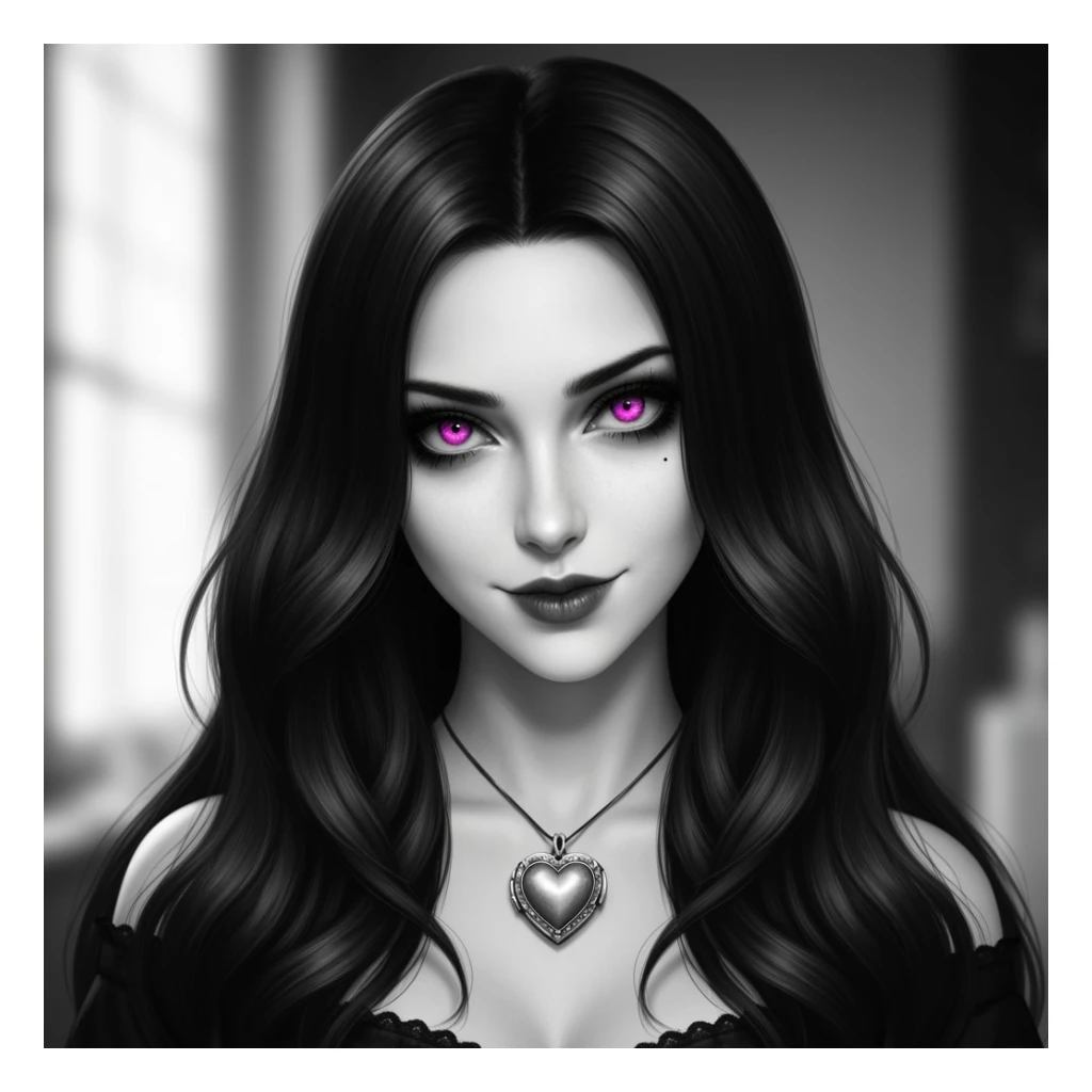 goth profile picture with a heart accent, cute, expressive, minimal sticker