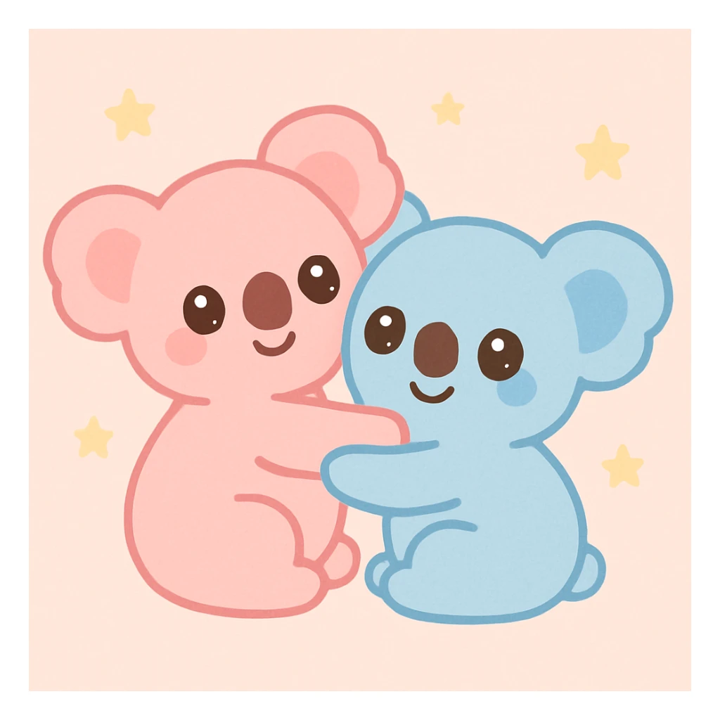 a cute koala in love, hugging another koala, adorable style sticker