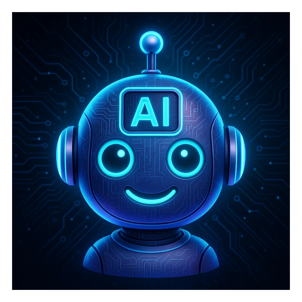 AI service emoji, futuristic style, glowing elements sticker