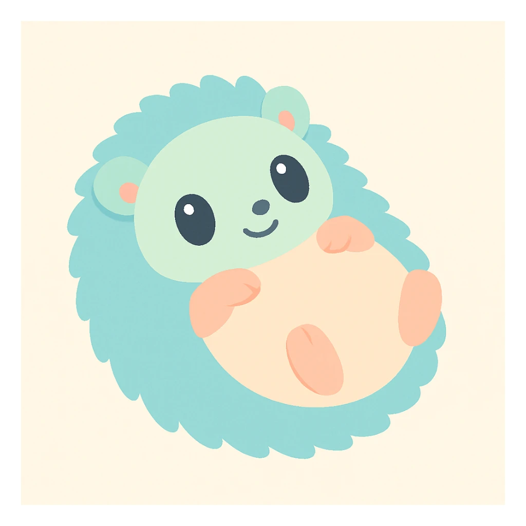 curled up hedgehog lying on his back, cute and friendly style sticker