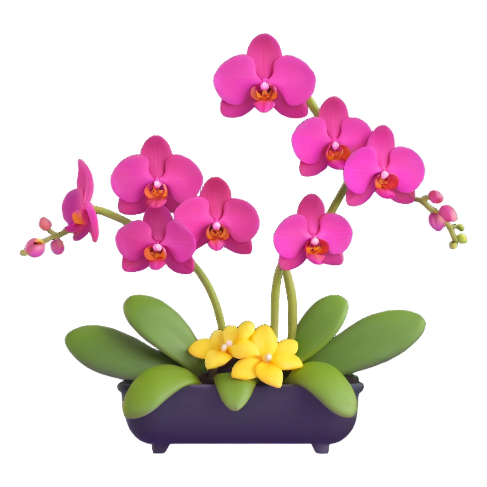 Detailed phalaenopsis moth orchid with realistic texture, elegant arching stem and multiple blooms sticker