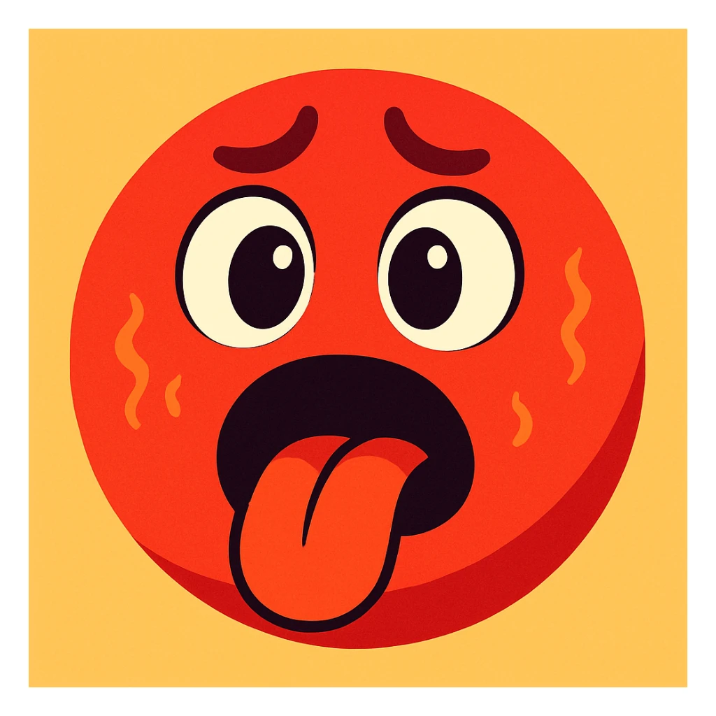 hot red round emoji with open mouth or tongue sticker