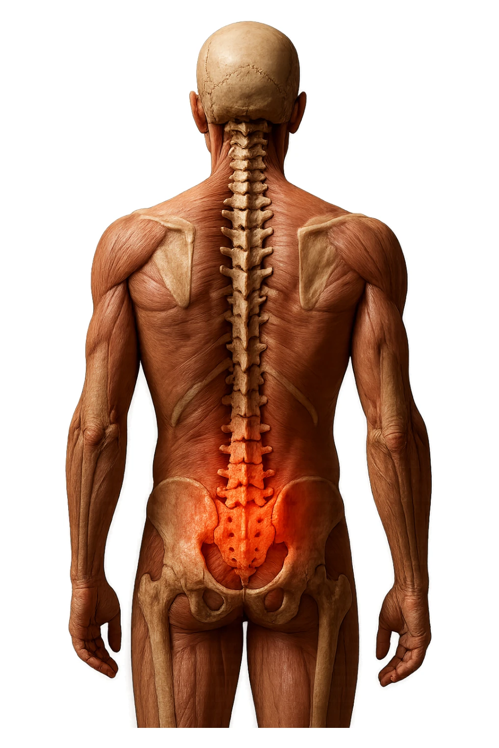 corpo UMANO ANATOMICO con mal di schiena, iperrealistico 4k sticker