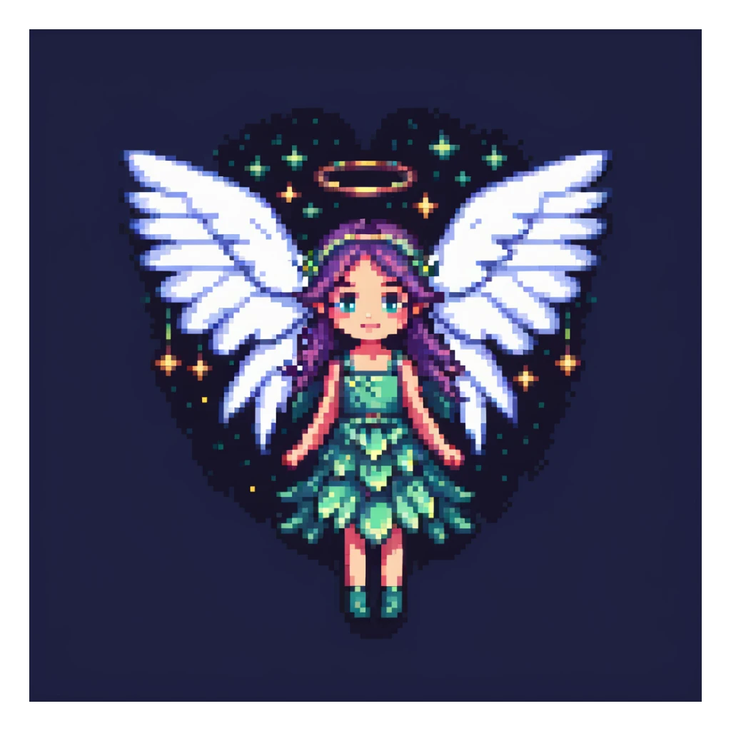 fairy with wings, night scene, surrounded by stars sticker