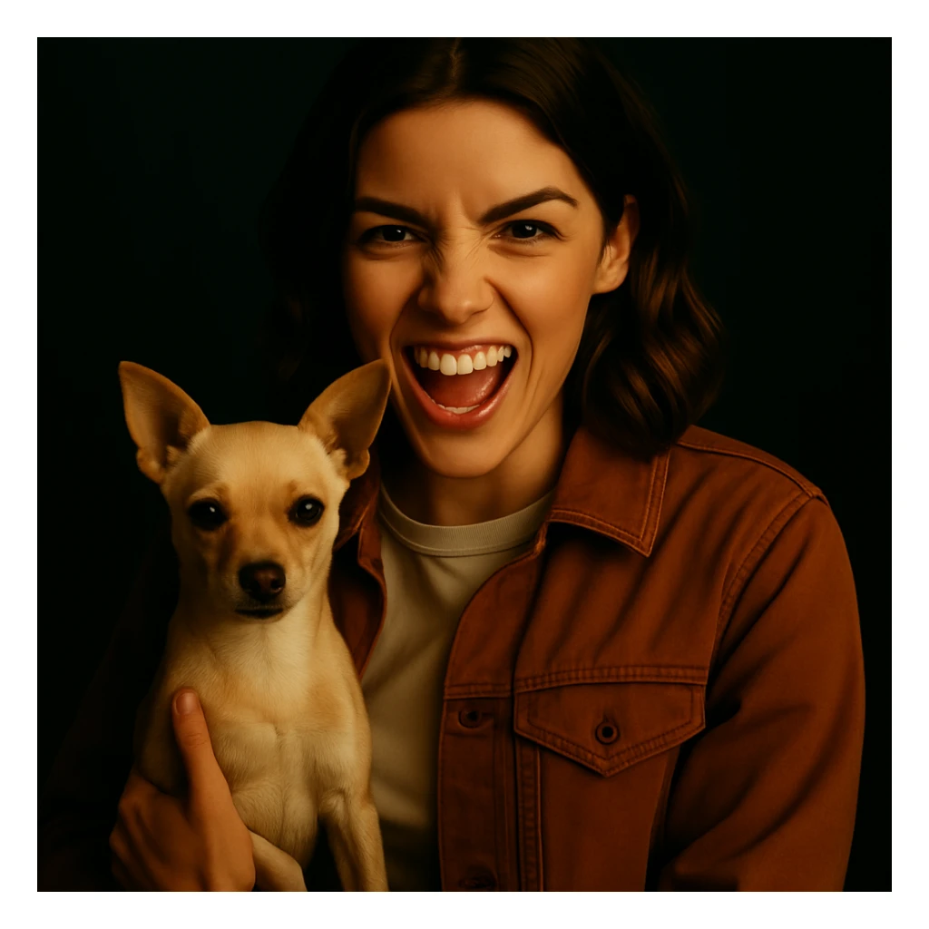 Restore the rebellious and playful expression on the face in the style of a Netflix series, keeping all other elements identical. sticker