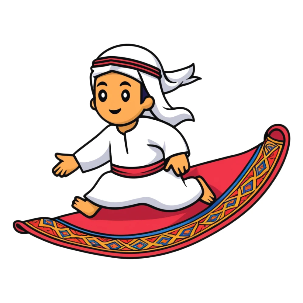 personnage arabe sur un tapis volant sticker