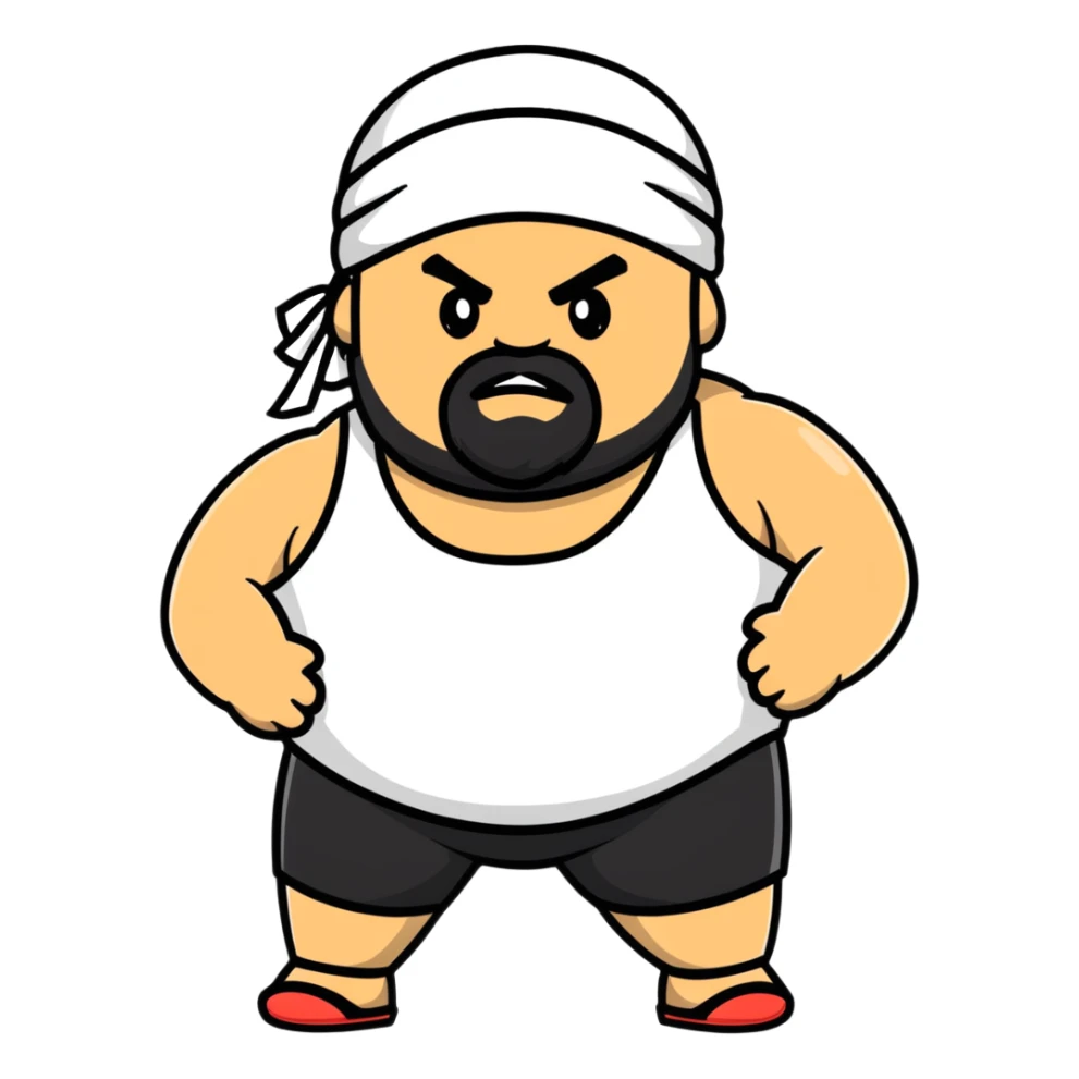 White skin fat guy with black durag and black beard in wrestling singlet sticker