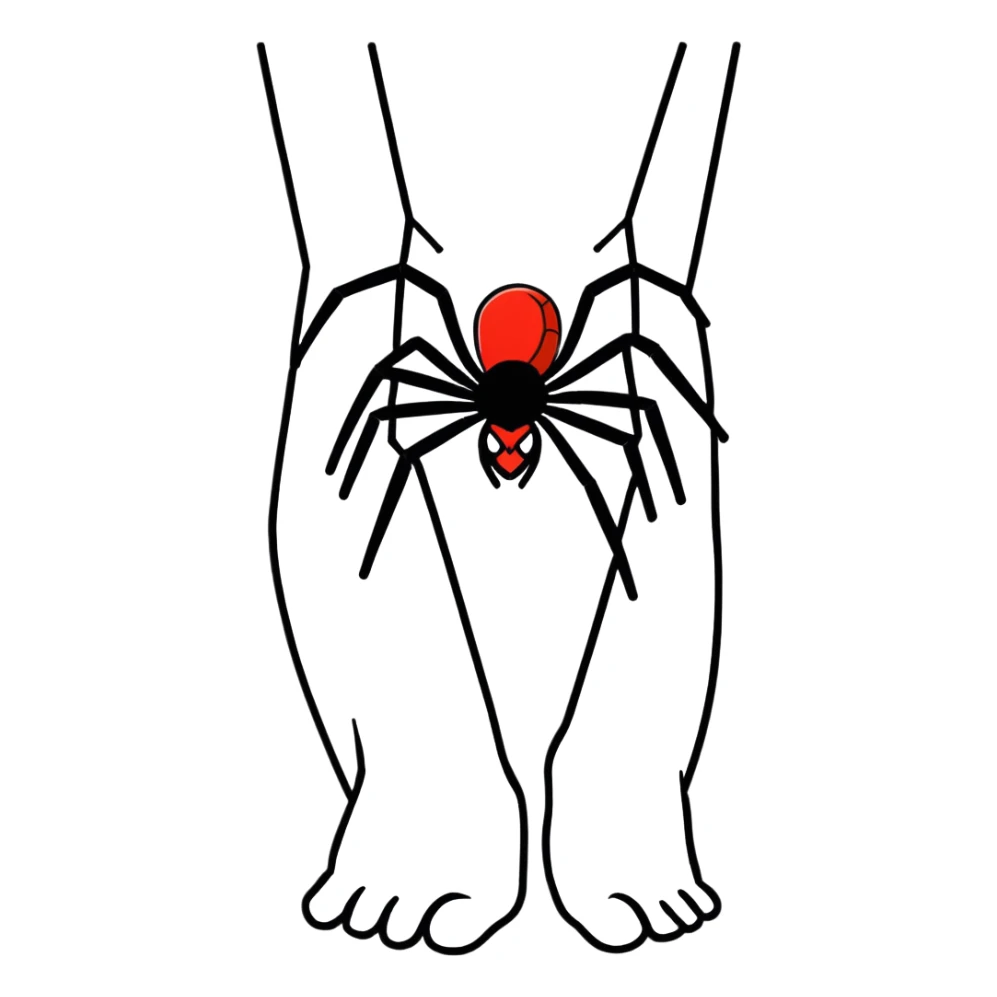 Black widow spider on a man’s leg sticker