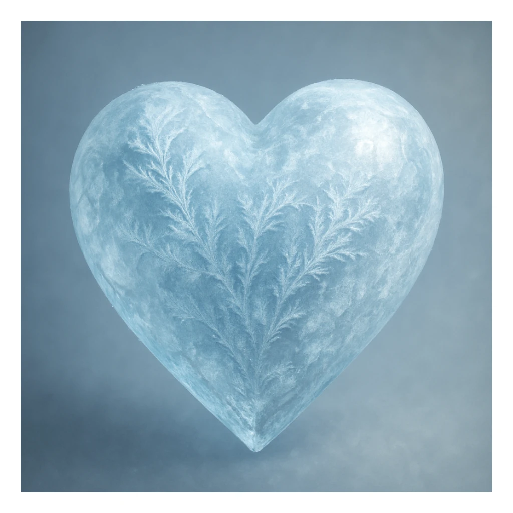 heart with a frosted ice texture, digital illustration sticker