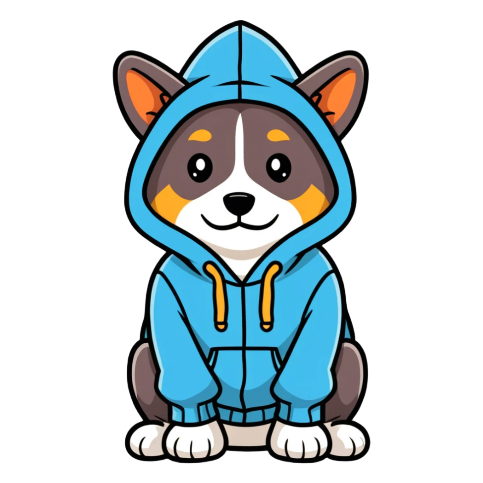 Dog wearing a hoodie  sticker