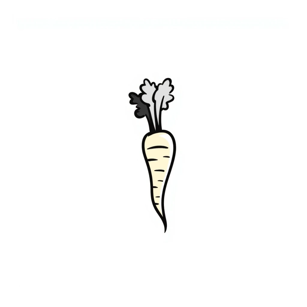 a parsnip, hand drawn doodle style sticker