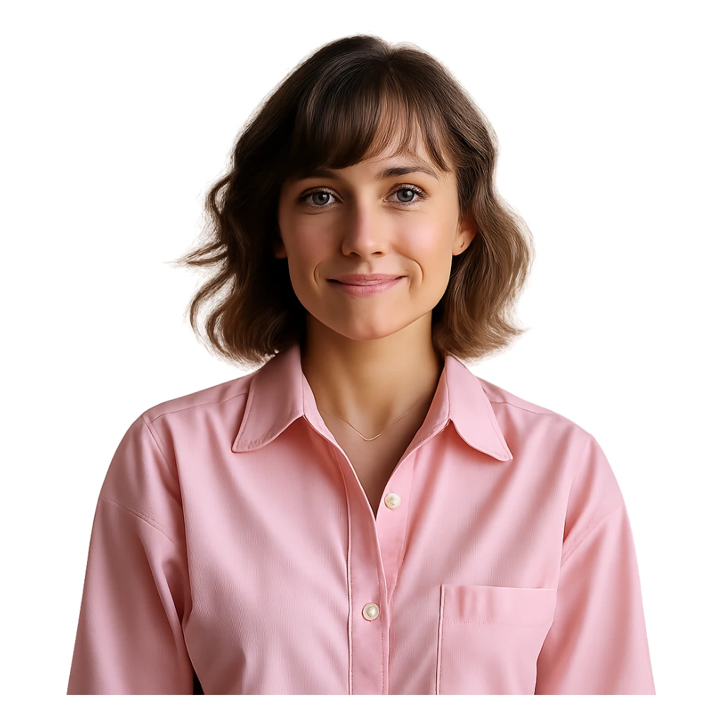 Remove the background, keep only the person in pink clothes, realistic style, preserve transparency. sticker