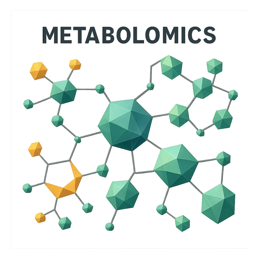 polygonal style metabolomics with geometric molecules and connections sticker