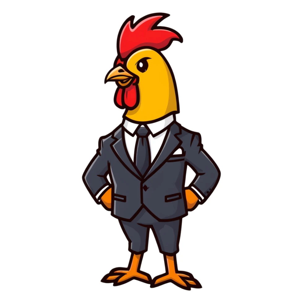 business rooster wearing suit and tie sticker