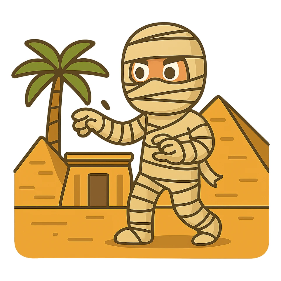 flat toon style Egyptian mummy in ancient Egypt sticker