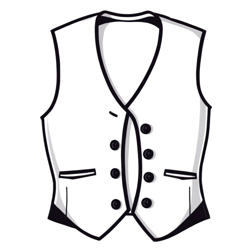white formal vest for women with 3 white buttons and 2 front pockets sticker