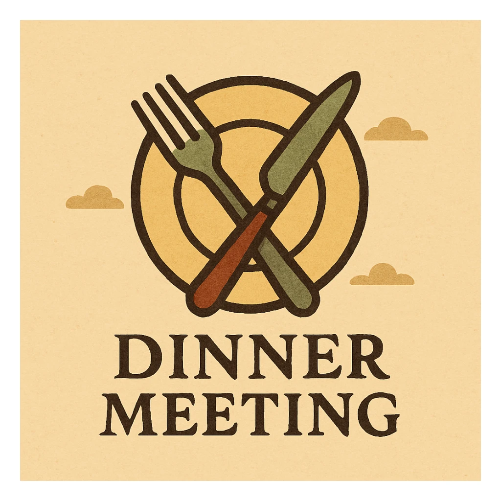 dignified logo for a dinner meeting, elegant, refined, suitable for a formal event, elegant style, refined details, formal event atmosphere sticker