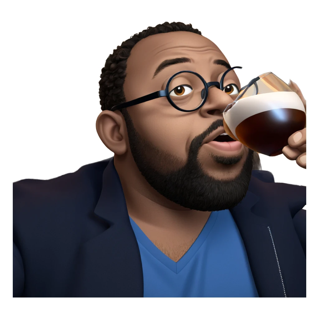 man enjoying drink with style sticker