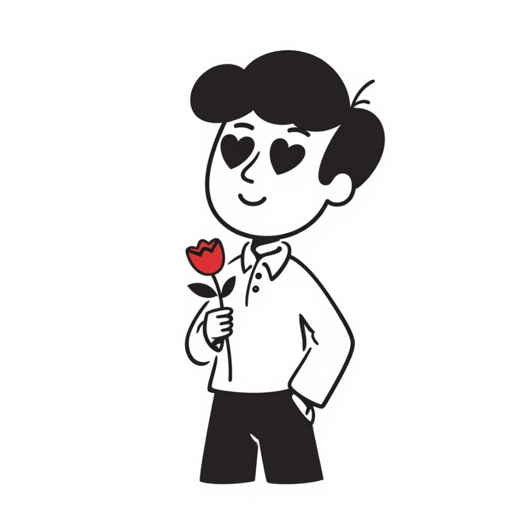 Handsome boyfriend figure with heart eyes sticker