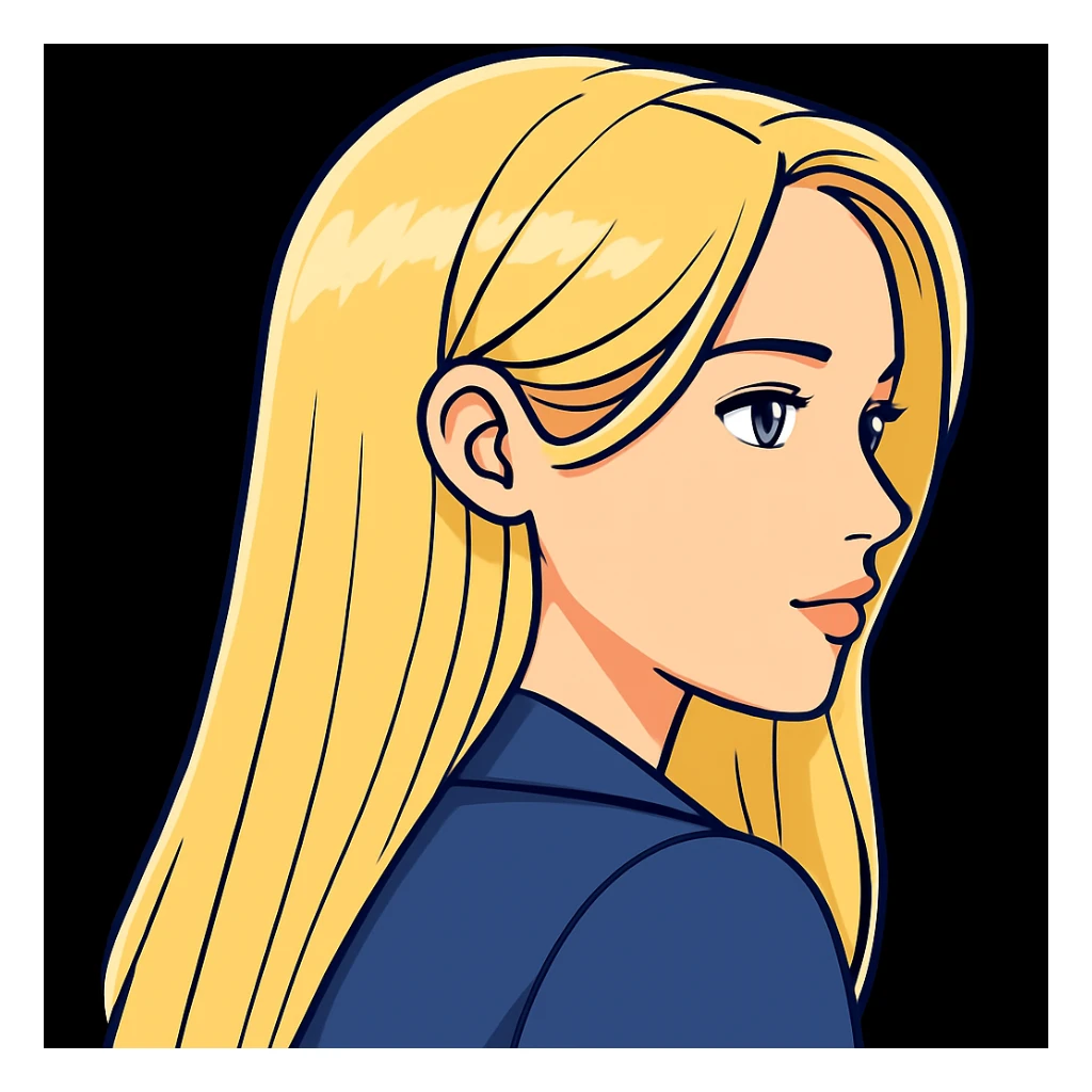 Change the eyes to greyish blue, keep the rest of the image the same. Maintain the original style and details of the image. sticker