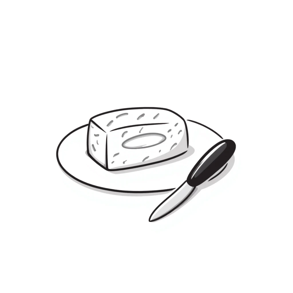 a creamy stick of butter with knife sticker