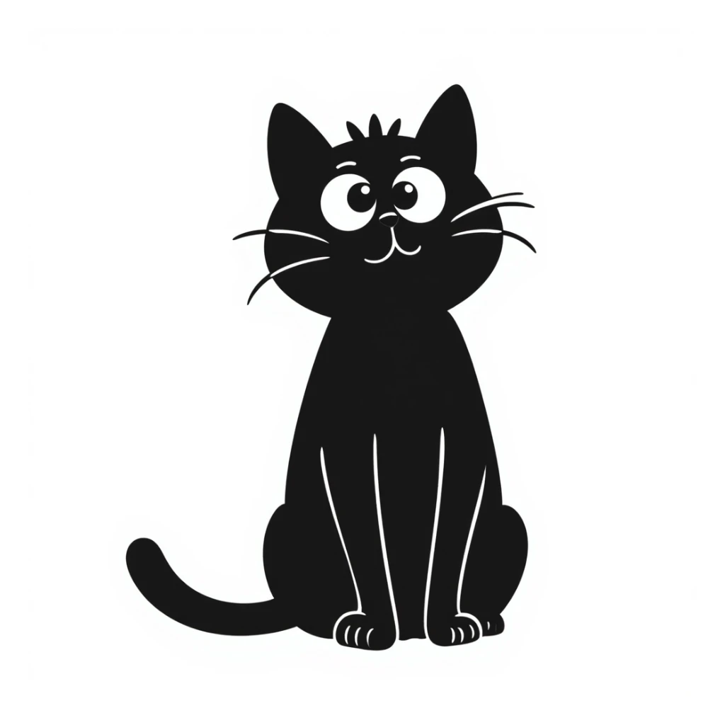 hand-drawn doodle of a cat in black ink sticker