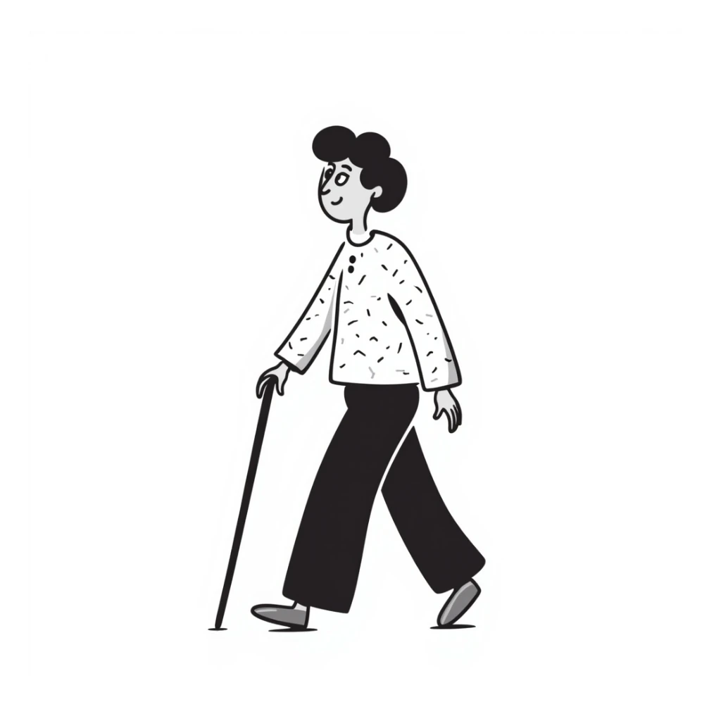 elderly woman with short hair walking sticker