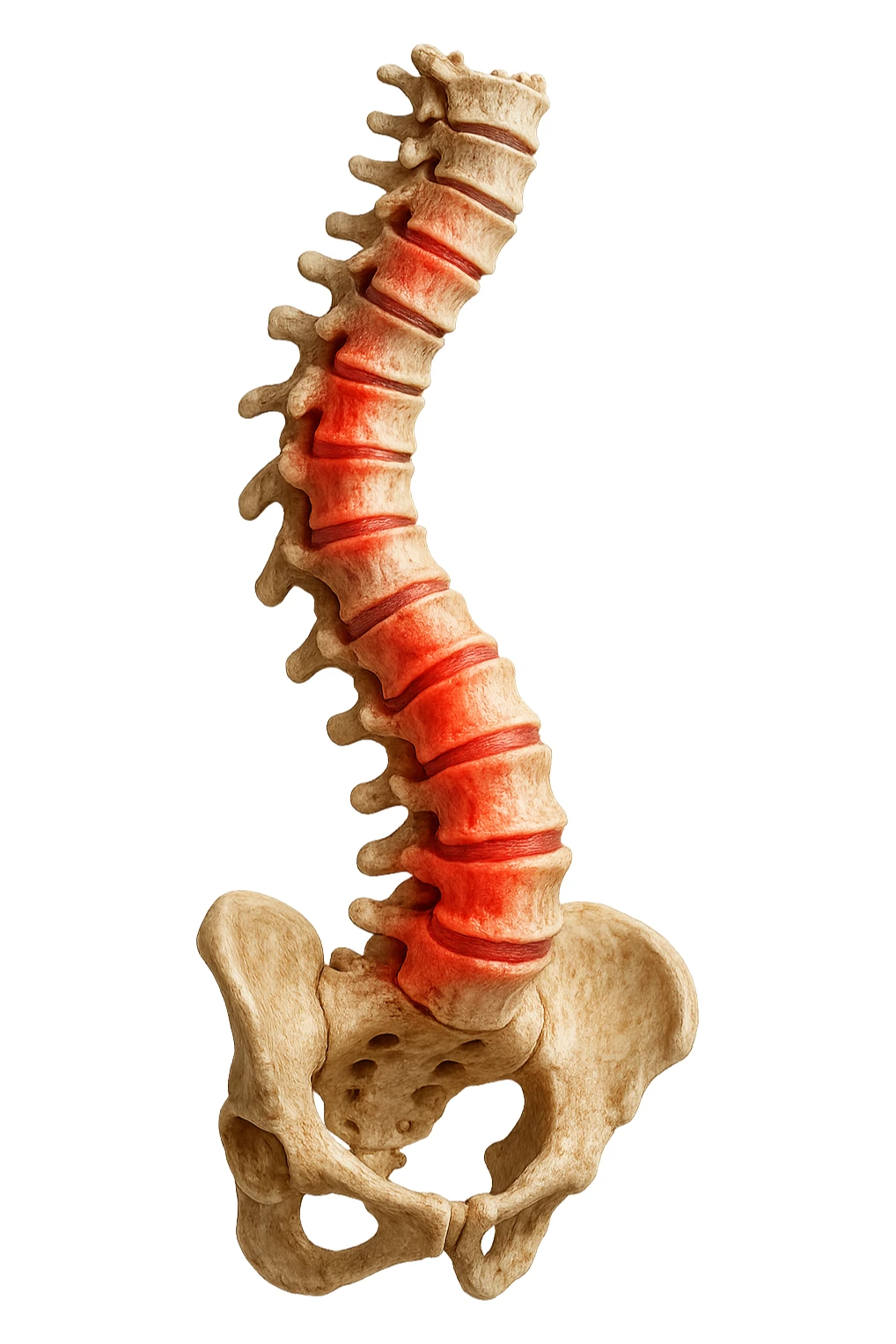 spina dorsale infiammata e storta, scoliosi, iperrealistico 4k sticker