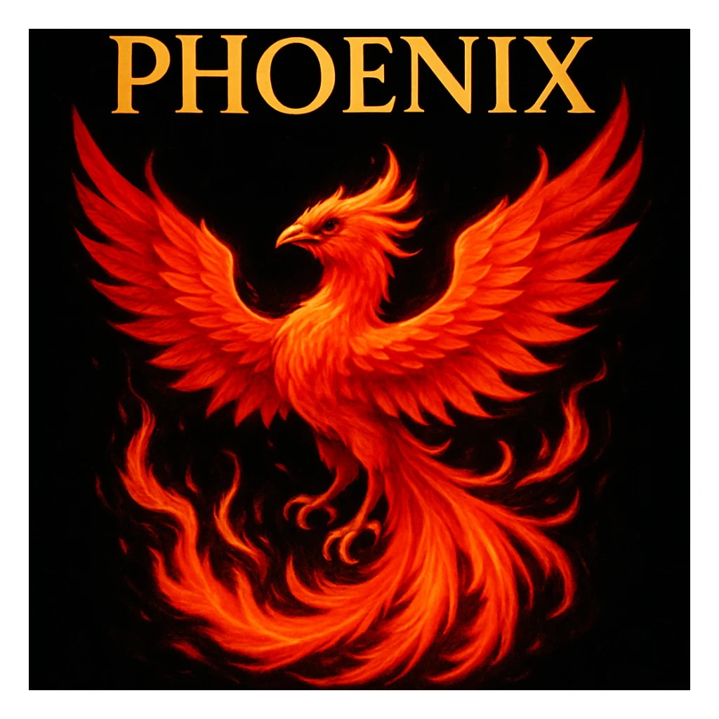 make image of phoenix with title, black background sticker