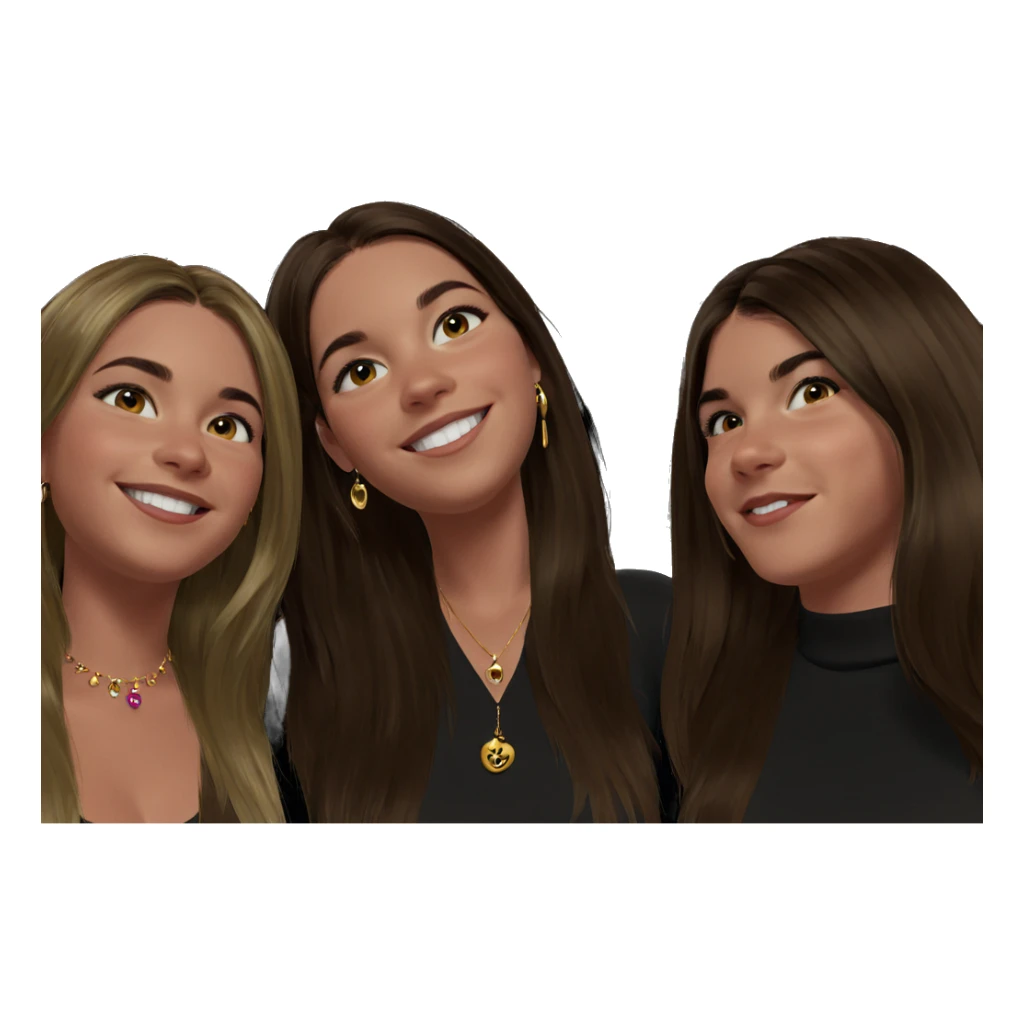 smiling girls with jewelry sticker