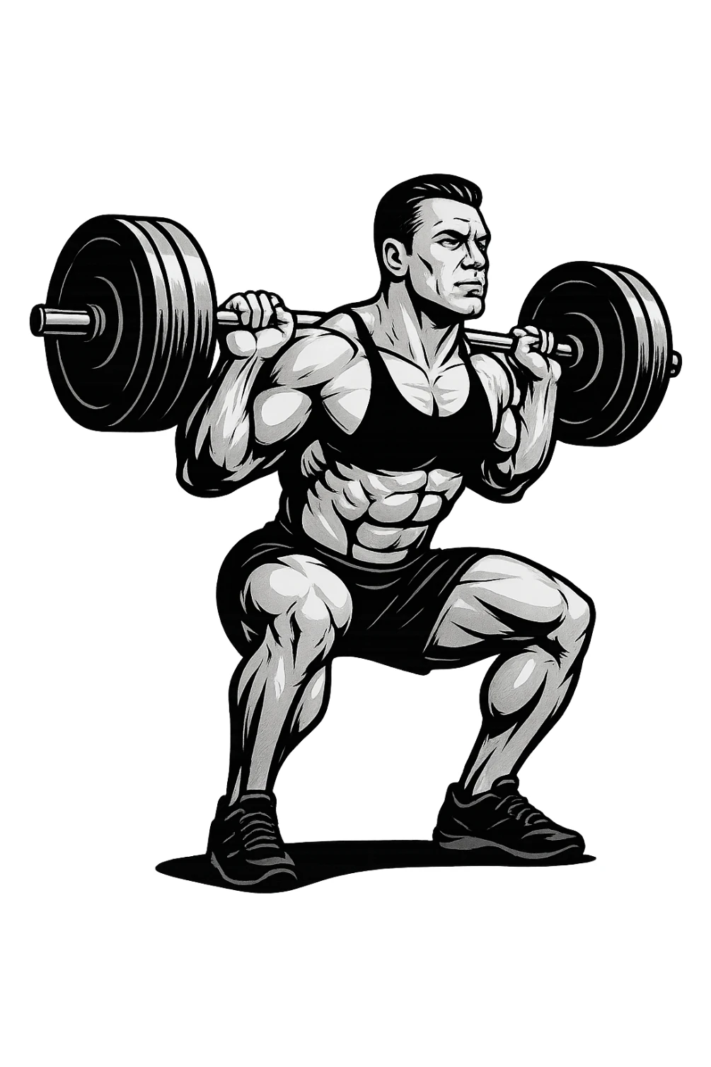 bodybuilder fa squat con bilanciere  sticker