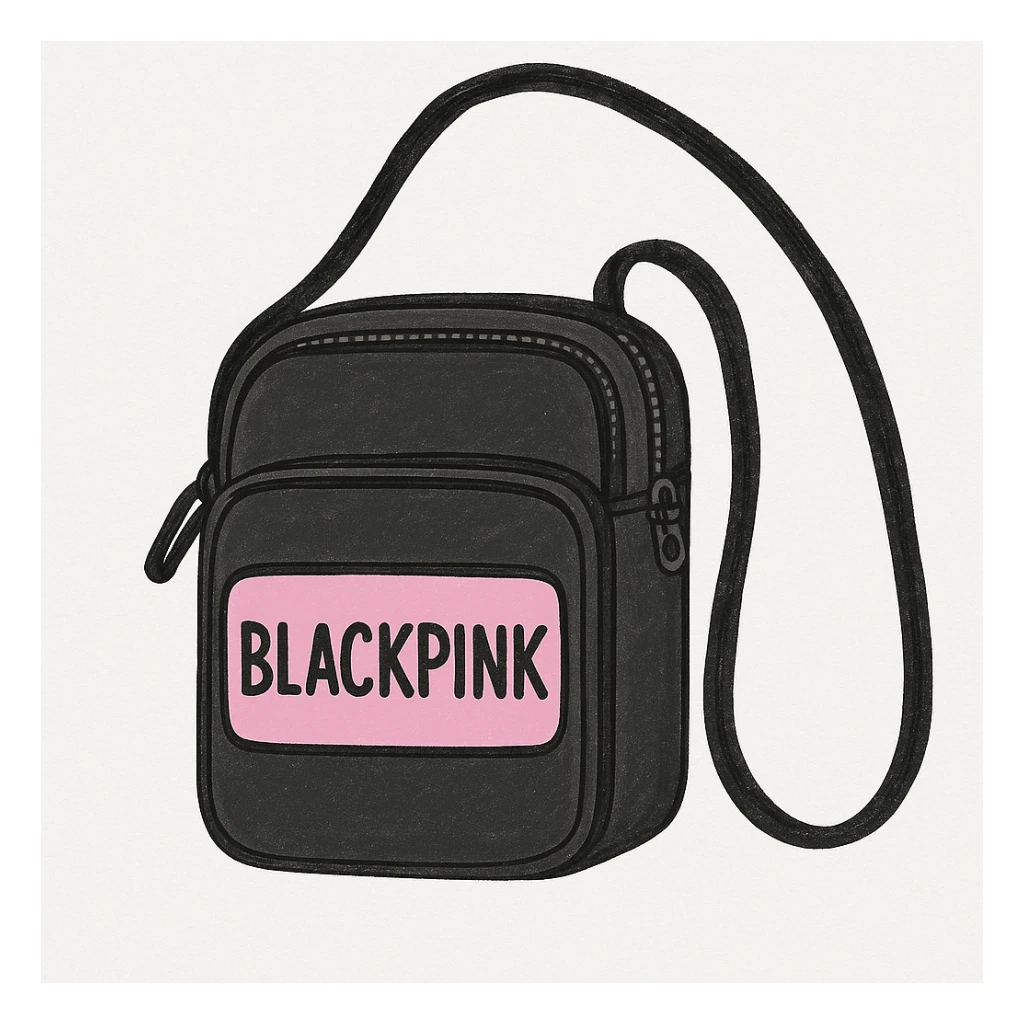 Add the BLACKPINK logo to the object, keep the style consistent with the original image. sticker