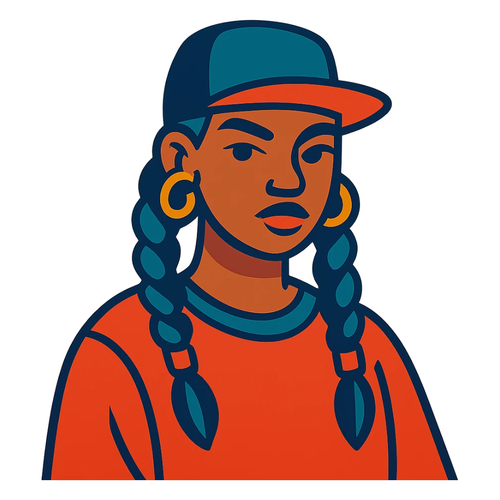mujer con trenzas estilo hip hop sticker
