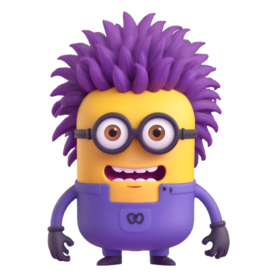 purple minion with crazy hair sticker