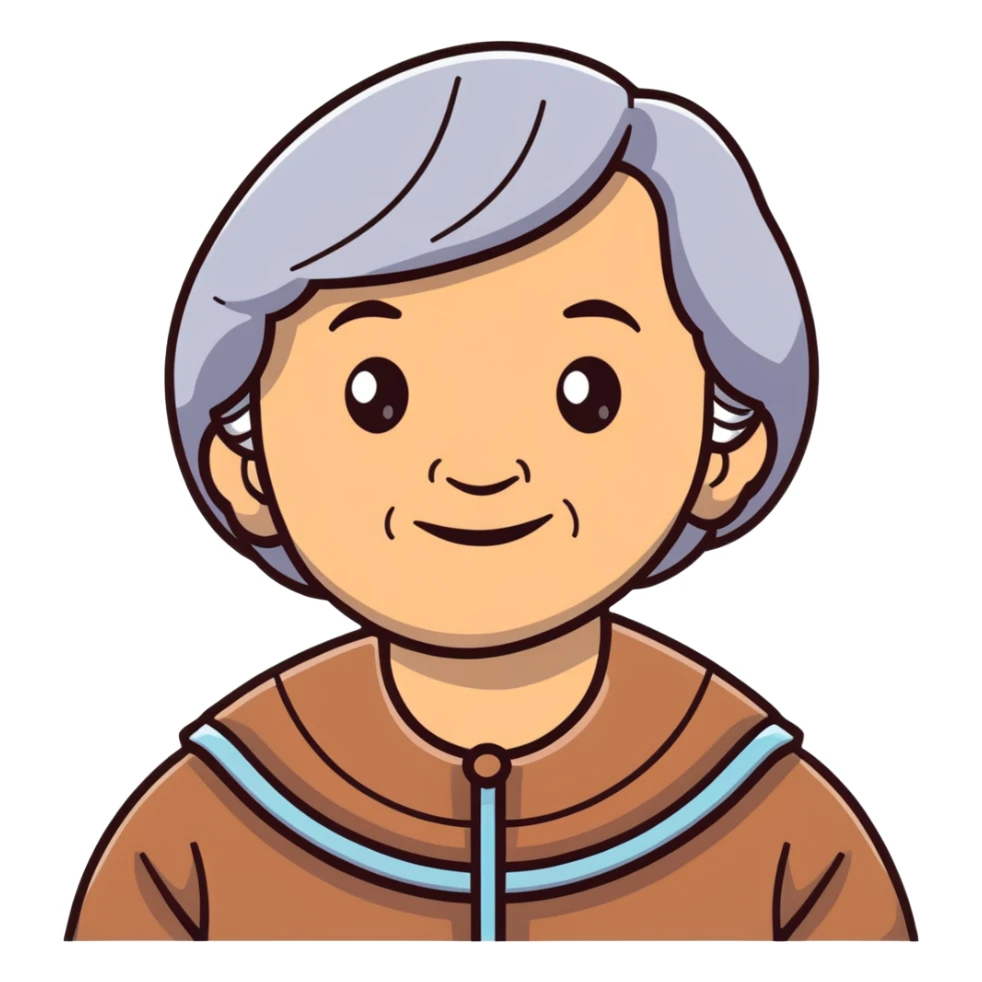 warm smiling grandmother with straight hair and brown eyes sticker