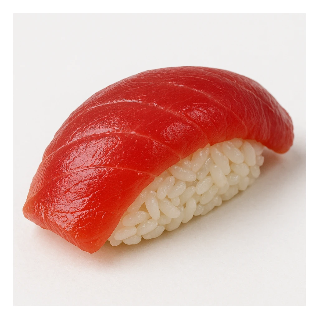 realistic tuna sushi with detailed rice and fish, isolated on white background sticker