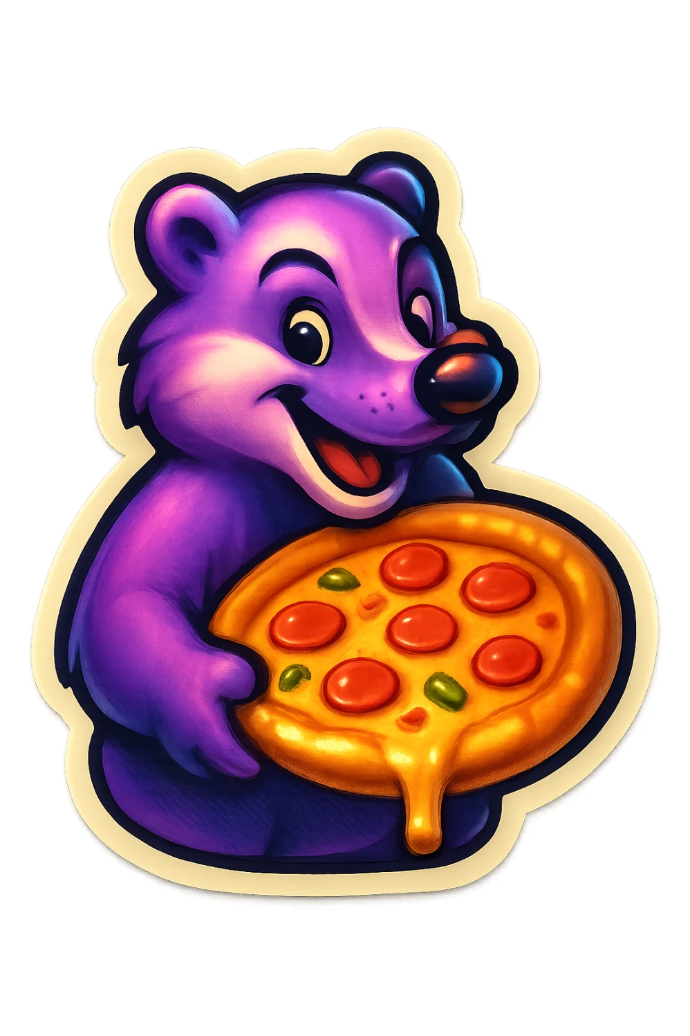 Purple Badger with pizza  sticker