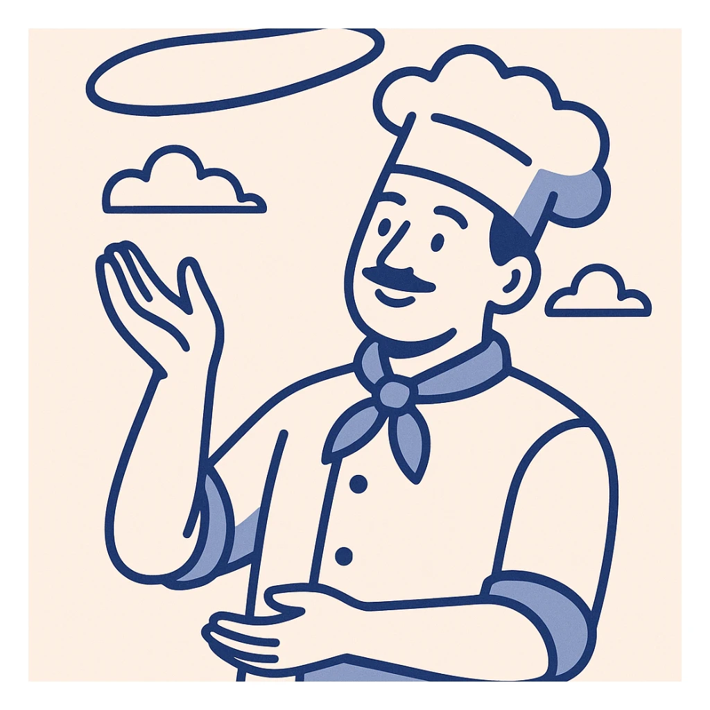 smiling Italian chef spinning pizza dough sticker