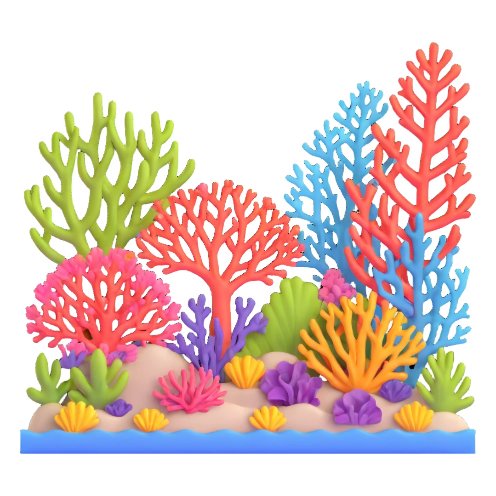 coral reef with colorful corals and sea plants sticker