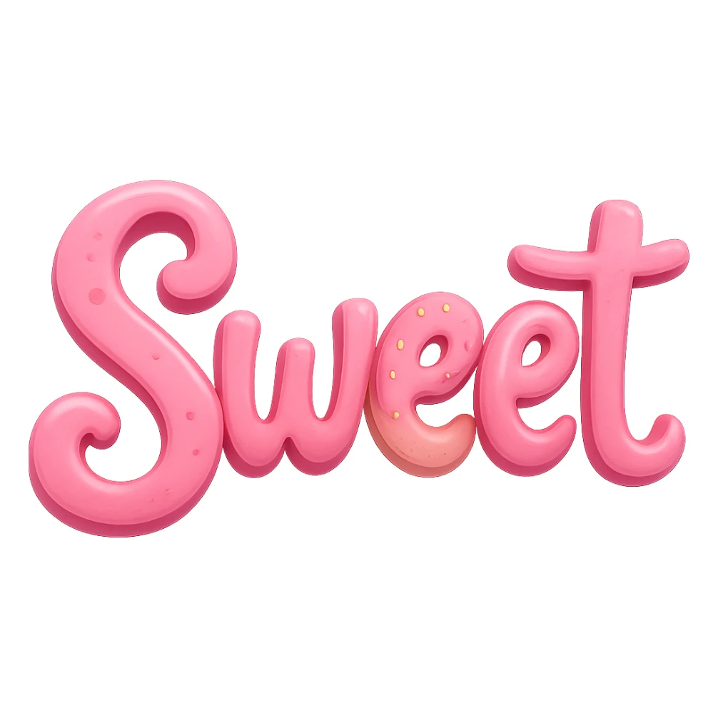 the word 'sweet' in a creative, pink-themed style, remove background sticker