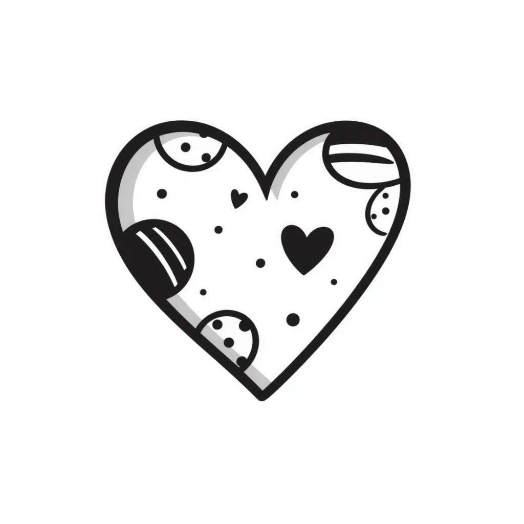 hand drawn heart with playful accents, doodle style sticker