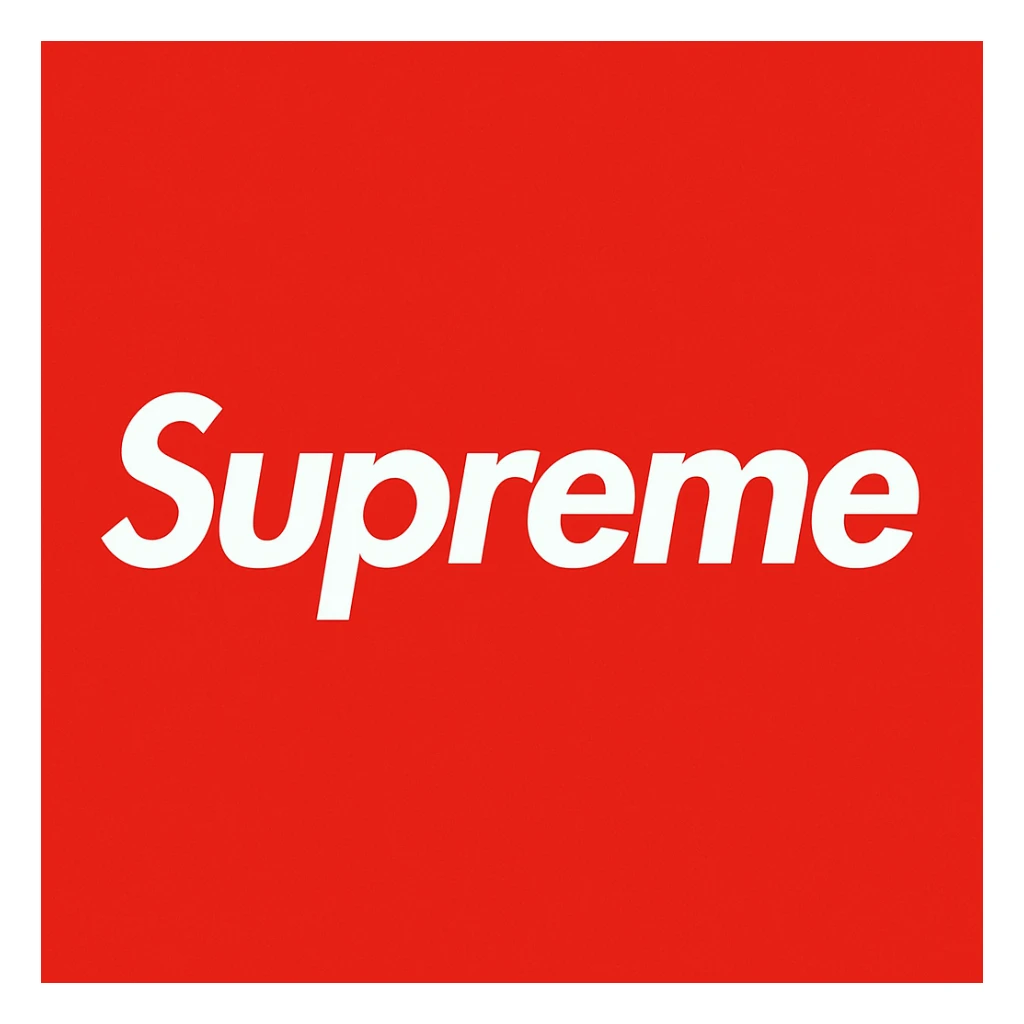 Remove the black border from the Supreme logo, keep only the white text on a red rectangle, no outline, preserve the original style of the logo. sticker
