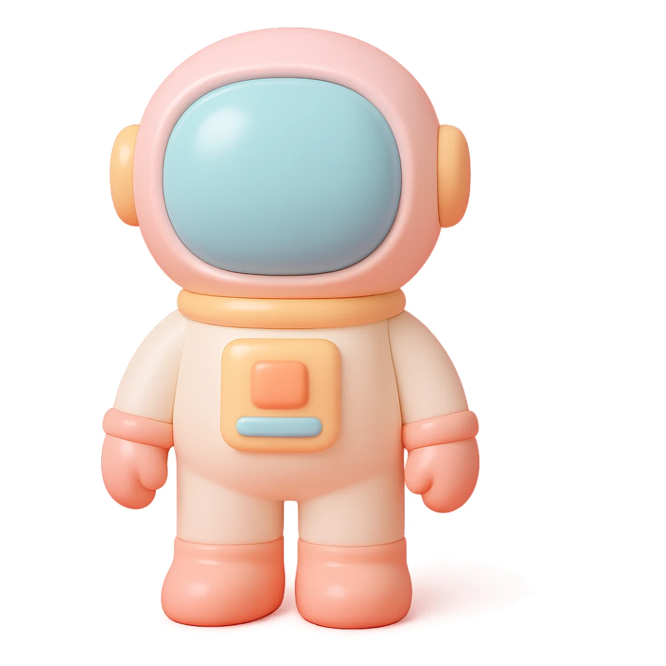 astronaut character in vinyl figure style sticker