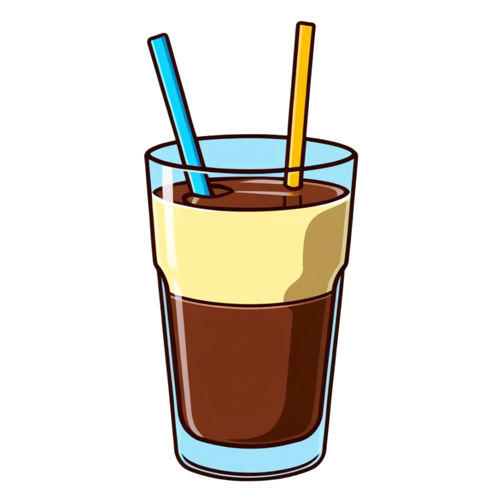 Glass of milk with Nesquik chocolate powder being mixed in sticker